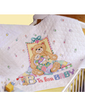 B' Is For Baby Quilt: What baby would not enjoy being welcomed by this charming pair of teddy bears.