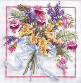 Enjoy this special bouquet in a wonderful mix of cross stich and silk ribbon.