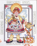 Gardening Angel - Silk Ribbon: This adorable angel and her companion will help your garden grow.