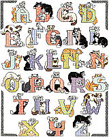 Cat Alphabet is a fun and exciting way to display the alphabet. Colors of green, blue, purple and many more colors accent this beautiful design.