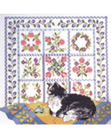 Quilter's Kitty - Silk Ribbon: This project should appeal to both the cat lover as well as the quilter.  The silk ribbon pattern in the background Baltimore-style quilt will be appreciated to all who quilt.