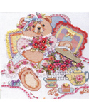 Tea Time Teddy - Silk Ribbon: Come join Teddie in a tea party for two.