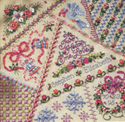 Two Hearts - Silk Ribbon: This crazy quilt wedding announcement will be a treasured gift.