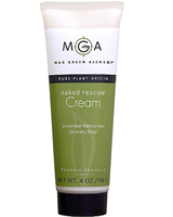 MGA Naked Rescue Unscented Moisturizing Cream is an intensive natural moisturizer for dry parched skin without added aroma that can cause sensitivity for some people.