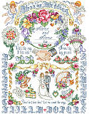 Our Wedding Sampler - PDF: Mark the glorious occasion and big day of two newlyweds by tying together this beautiful wedding cross stitch design! The perfect gift for a very lucky couple in your life. 

