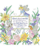 Make everyday magical! These sweetly charming fairy friends are ready to add a touch of magic to your collection with their fairy wings and darling floral details. Sharing the message “Good friends are like fairies, you don't have to see them to know they are there”, this heartwarming cross stitch design lets someone special know how important they are to you. Cultivate your friends like you would a garden.