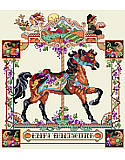 November O'Plenty Carousel Horse - PDF: Add some seasonal warmth to your home with this classic carousel horse! One of twelve in this series, this chestnut pony and warmly colored pumpkins cheerily greet your guests as autumn leaves fall on this holiday. Full of thanksgiving accents, this design is so lovely, you might want to display it year round.