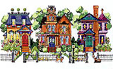 The charm builds! Immensely impressive Victorian mansions with inviting nostalgia and charisma boast of the architectural elegance of a by-gone era. This Counted Cross-Stitch design will catch your eye as the kitty in each yard captures your fun-loving fancy.