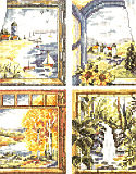 Four Window Scenes - Kit: "Four Window Scenes" is truly one to cherish. Each window has a scene with beautiful colors and settings for that special time. Summer on the beach with sale boats adrift, or Autumn with its foliage at its best, are just two of four windows.