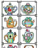 Teapot of the Month Sampler - PDF: Twelve tiny teapots to celebrate the year are included in this adorable collection of designs.