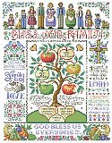 Bless Our Family Sampler - PDF: Our most ornate and detailed family tree theme samplers by designer Sandy Orton will be an heirloom for generations to come.