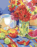 South American Still Life - PDF: PDF ChartSouth of the border flavor bursts forth with brilliant hot and cool colors.