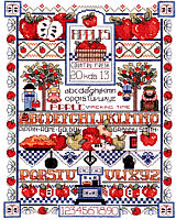 Apple Sampler is a counted cross stitch design by Linda Gillum. This sampler is colorful and the design is fabulous.  