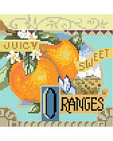 Fresh and tangy, Sweet Oranges is one of four traditional crate-label style fruit motifs to add a bright splash of color to any room décor. 
