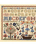 The Dutch Sampler: A spot sampler characteristic of 18th century Dutch embroideries that combine small motifs with a collection of alphabets that range in style from plain to ornate.