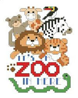 Celebrate the craziness of life with these charming zoo animals. They are funny but not ferocious. This small design could be stitched on a baby bib or made into a special card. Let your imagination run wild!