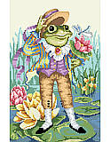 Mr. Frog Goes A Courting - PDF: This playful Counted Cross Stitch design features the story of Mr. Frog Goes A-Courting. 

