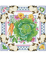 Showcasing a lovely bunnies and cabbage motif, this artful cross stitch design brings country-chic appeal to your kitchen.