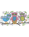 Sketchy Owls - PDF: Add a sweet touch of woodland whimsy to your décor. The loose and 'sketchy' style makes this one unique. This oh-so-cute, colorful and playful trio of owls will delight any bedroom, playroom or nursery.  
