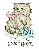 Lend a touch of feline-inspired charm to your interior décor with this super cute cross stitch. A vintage look captures the sentiment of 'Love me, love my cat' to a tee. The adorable cat playing with a ball of yarn is the cat's meow. Makes a great gift for any cat lover!