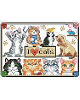 Pint-sized cat lovers get something to purr about with this fantastic cross stitch design with eight adorable cats! With its warm colors and playful kitties, this cheerful piece makes a purrfect gift for your favorite cat lover, or a charming statement for you and your cats home.  