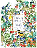 Make A Nest - PDF: Welcome the sights of spring with this positive cross stitch featuring a little nest with birds surrounded by abundant berries. With the quote: "Make a nest for happy thoughts". Enjoy hours of fun and relaxation as you stitch this lovely floral design!