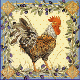 This intricate rooster design by Nancy Rossi blends intricate patterns of flora and fauna into an exquisite artwork that can be applied in many ways.