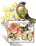 Botanical Birds - Kit: "Botanical Birds" A charming counted cross stitch design. Fascinating birds and pink flowers bring out the beauty in this picture.