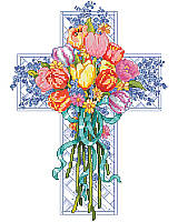 Celebrate spring and rebirth with this Easter inspired pious floral cross.  
.