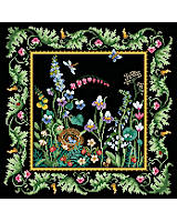 The Kooler Design team has converted our most popular ribbon embroidery design to all cross stitch, with glorious results! This detailed botanical design is filled with intricate details like a nest, dainty wildflowers such as bleeding hearts and pansies, against a dramatic black canvas
Elegant and classic, this looks great finished in a frame or on a decorative pillow!