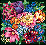 Eye-Popping detail sets the tone of this design. Family and guests can't help but be impressed by this spectacular floral bouquet pillow top or picture. Worked in Needelpoint.