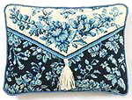 Classic blue mood! Decorative Toile (French for cloth) is back in vogue. Soothing shades of blues against antique white is a classy, sure-to-please pairing. Directions included for the tassel if you choose to finish as a pillow.
