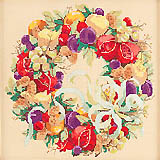 Bountiful wreath of plenty! Overflowing with a glorious gathering of succulent fruits and nuts and tied with a glorious bow, these gifts reap a flavorful autumn harvest.