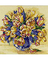 Magnificent Watercolor Tulips ready for that first stitch guaranteed to bring them to life.