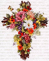SUMMER CROSS AS BEAUTIFUL AS THOSE SUMMER FOWERS OUTSIDE YOUR DOOR. Design by Nancy Rossi from Kooler Design Studio.
