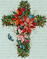 Winter Floral Cross is as beautiful as those Holiday flowers in & outside your door. Design by Nancy Rossi from Kooler Design Studio.