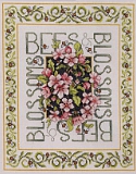 Bees & Blossoms Counted Cross Stitch: Honey Bees are buzzing around the flowers gathering nectar for their queen.