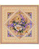 Lovely Lavender and Lace - You'll find this bouquet and butterflies "doily" remarkably quick and easy to stitch in Counted Cross-stitch and decorative stitches. The beige background shows through enhancing its lacy charm.