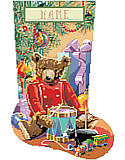 Little Drummer Bear Stocking - PDF: Create a gorgeous stocking that will be enjoyed for years. Rich coloring and exquisite design will make this Little Drummer Bear a treasured Christmas piece.