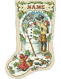 Nostalgic Christmas Stocking - PDF: Watch as the children of yester-year decorate a snowman.