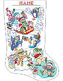 Winter Fun on Ice Stocking - PDF: We share "Snow" much joy and happiness with our family and friends in an enchanting wonderland stocking.