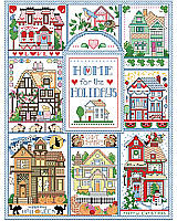 Celebrate all the seasons and lot's of holidays with this lovely home sampler. Featuring charming Victorian cottages decked out for different holidays. From Valentine's Day, Fourth of July, Halloween, to Christmas, there's something for everybody! Stitch as individual holiday motifs or as a sampler to display all year long.
