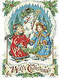 Victorian Snowman - PDF: Our charming Victorian-inspired snowman scene by Sandy Orton brings a whimsical Old World touch to your home décor. This Merry Christmas picture design is a perfect companion to our Bygone Days Stocking and Nostalgic Christmas Stocking. 