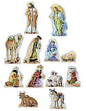 Nativity Figures - PDF: This gorgeous, deluxe 12-Piece Nativity Set includes Mary, Joseph, baby Jesus, an angel, three wise men, a shepherd, barn animals and a camel to create a beautifully reverent scene of that most holy night. Can be displayed beneath the Christmas tree, on a mantel, on a foyer table or on a shelf. This classic, detailed and beautiful Nativity will become a treasured heirloom for generations to enjoy! Finishing instructions included to make each figure free standing. 2