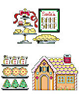 Cooking up those Christmas cookies just got a little more festive with these cute bakery style Christmas ornaments. Featuring Santa's Bake Shop, cookies, and his gingerbread house. Make them as ornaments or add the design to your favorite holiday apron. An adorable and tasty addition to your holiday decor.