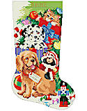 Christmas Curiosity Stocking - PDF: The Pawfect gift! Calling all puppy and kitten lovers - this design is tailor made for you. Three adorable little critters play under the Christmas tree and open gifts on Christmas day. Festive and fun, these little animals will steal your he