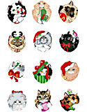 Christmas Kittens Ornaments - PDF: Even kittens love Christmas! This Kooler ornaments set is purrrrfect for the cat lover or cat in your life! Linda Gillum, our wildlife expert, has captured the curiosity of kittens at Christmas!
These can be made as ornaments of course, canning jar lids, gift tags, and invitations; the list is endless. Featuring different kitten faces with Christmas details, these ornaments make sweet gifts for anyone who enjoys handmade presents, whether given as a set or individually. 