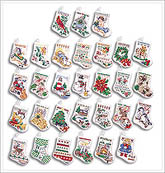 Any tree decorated with these ornaments is sure to fill your heart with fond memories of past holiday seasons and thoughts of memorable Christmases to come. An array of designs adorn this set of 30 tiny stocking ornaments, ideal for the novice stitcher.