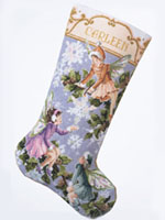 Perfect for a young girl who dreams of fairies and fanciful creatures, this beautiful needlepoint stocking includes blending filament to make it sparkle.