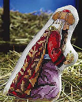 Magi with gold, part of our soft sculpture Nativity collection. Great as ornaments or displayed in a manger.